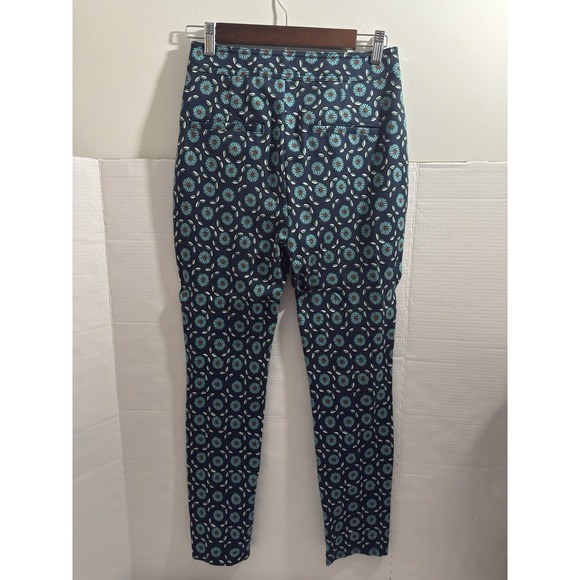 Anthropologie Maeve Slim Ponte Pants Sz 4 Stretch Flower Mod Print Thick Knit - Picture 2 of 10
